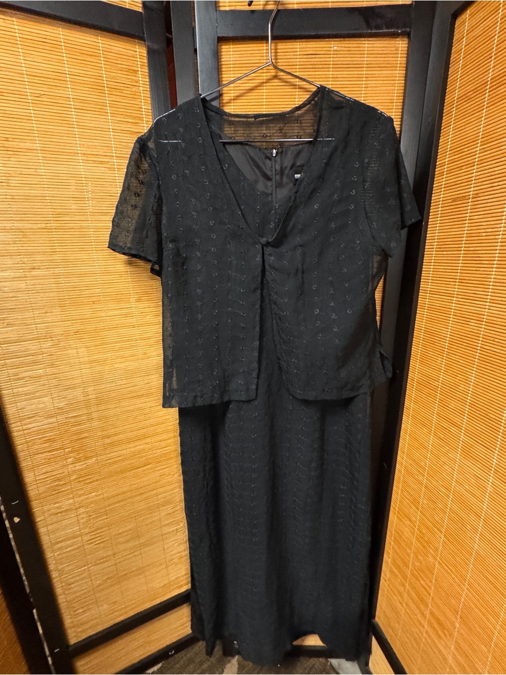 Vintage Michael Blair New York 2-Piece Black Maxi Dress & Sheer Jacket Set Size